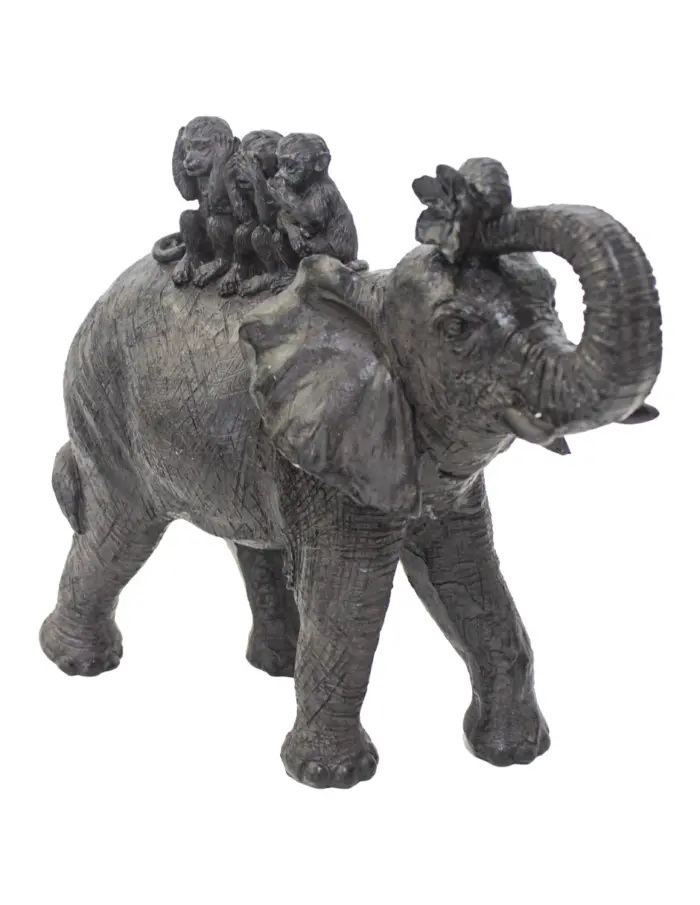 Elefante con crias en la espalda de poliresina de 29x10x22cm - Image 3