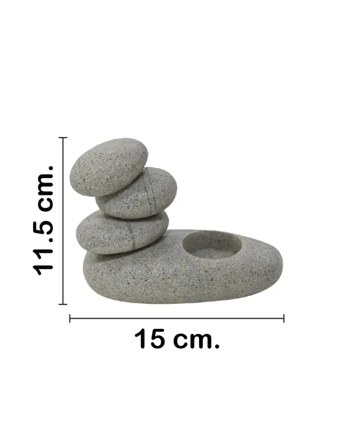 Pila de piedras de poliresina con porta vela de 15x7x11.5cm - Image 2
