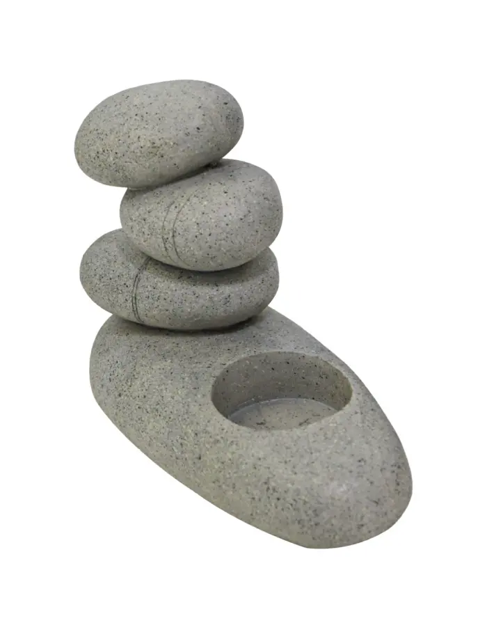 Pila de piedras de poliresina con porta vela de 15x7x11.5cm - Image 3