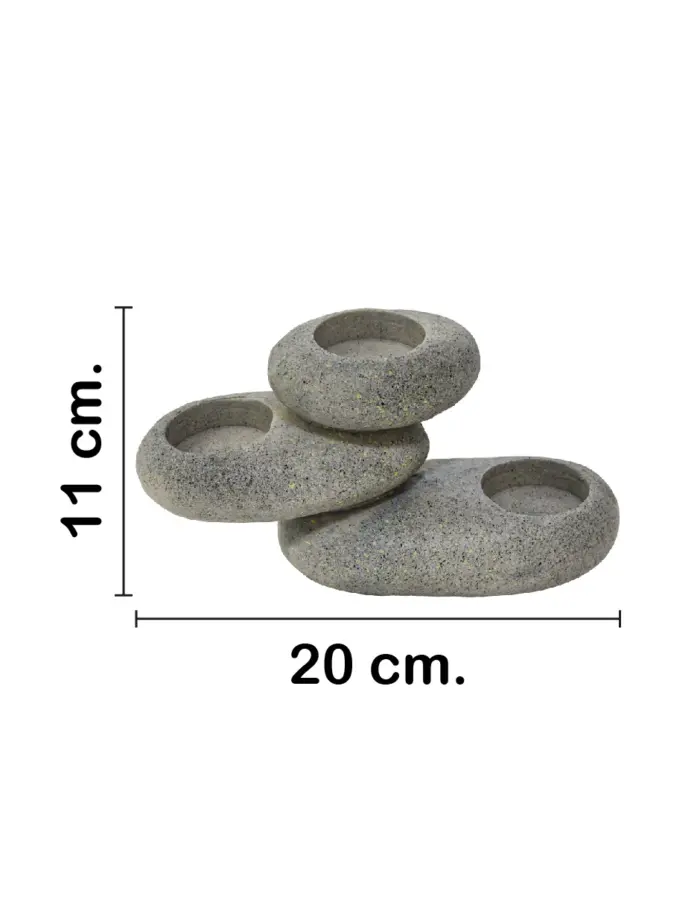Pila de piedras de poliresina con porta velas de 20x8x11cm - Image 2