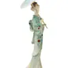 Geisha con paraguas de poliresina azul de 10x8x27.5cm - Image 2
