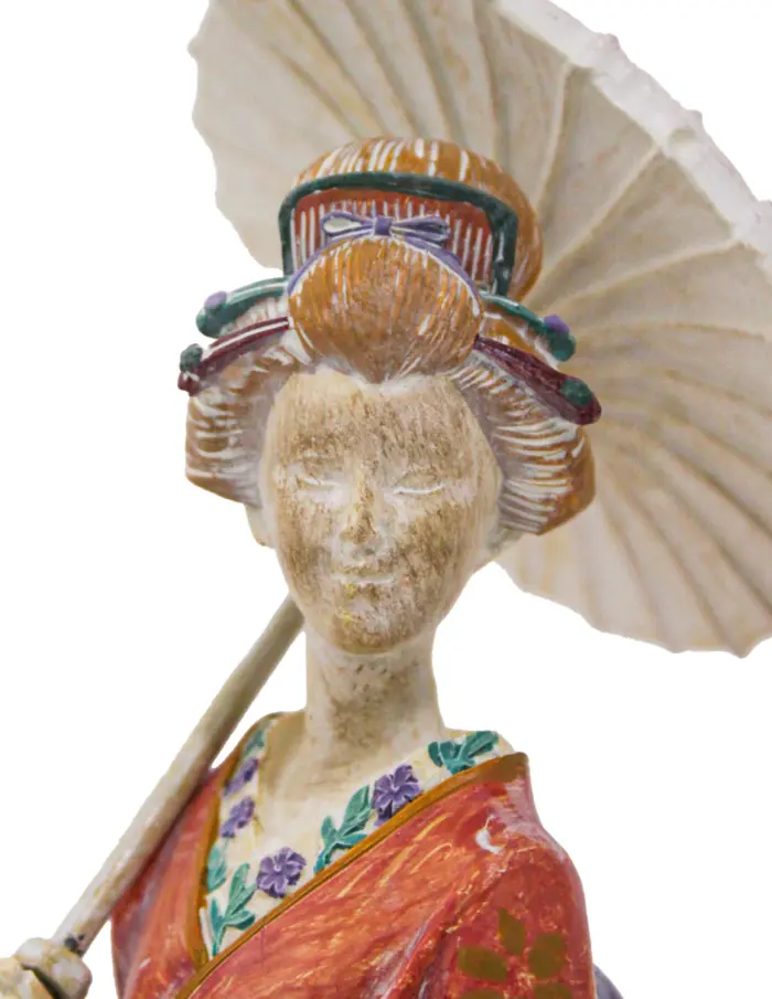 Dama japonesa con vestido naranja de poliresina de 10.5x8.5x27.5cm - Image 3