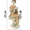 Geisha sentada con abanico de poliresina naranja de 11x9.5x23cm - Image 2