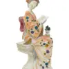 Geisha sentada con abanico de poliresina naranja de 11x9.5x23cm - Image 3
