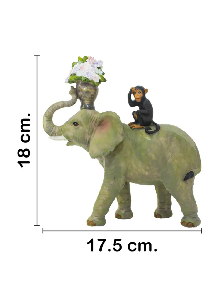 Elefante con chimpancé en la espalda de poliresina de 17.5x7x18cm - Image 2