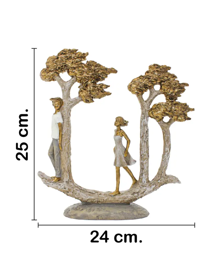 Pareja con árboles dorados de poliresina de 24x6.5x25cm - Image 2