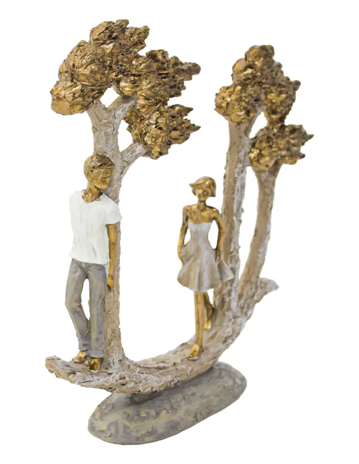 Pareja con árboles dorados de poliresina de 24x6.5x25cm - Image 3