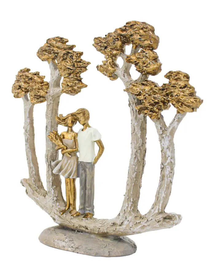 Pareja con árboles dorados de poliresina de 26x7x24.5cm - Image 2