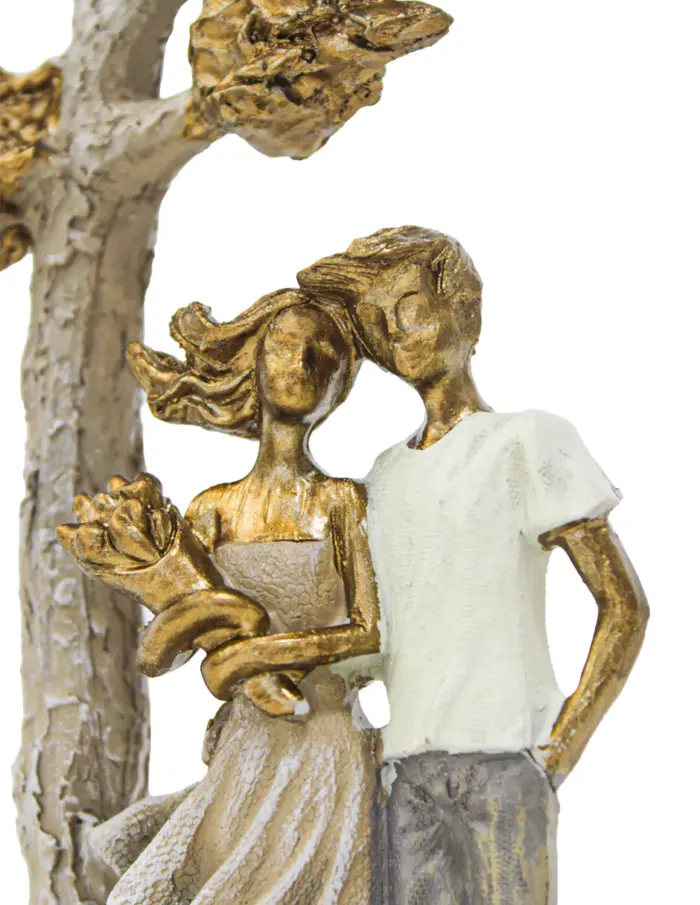 Pareja con árboles dorados de poliresina de 26x7x24.5cm - Image 3