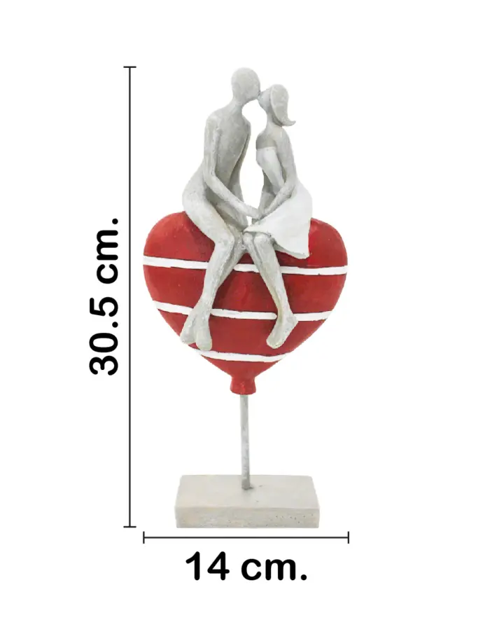 Pareja sobre corazón de poliresina de 14x7x30.5cm - Image 2