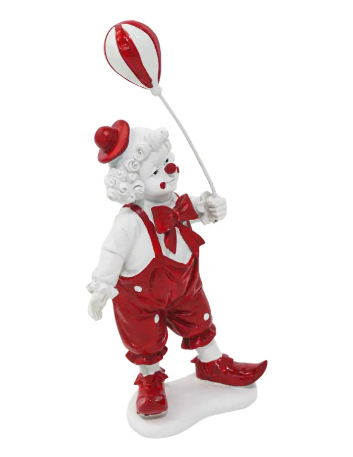 Payaso con globo rojo de poliresina de 9.5x5x20.5cm - Image 3