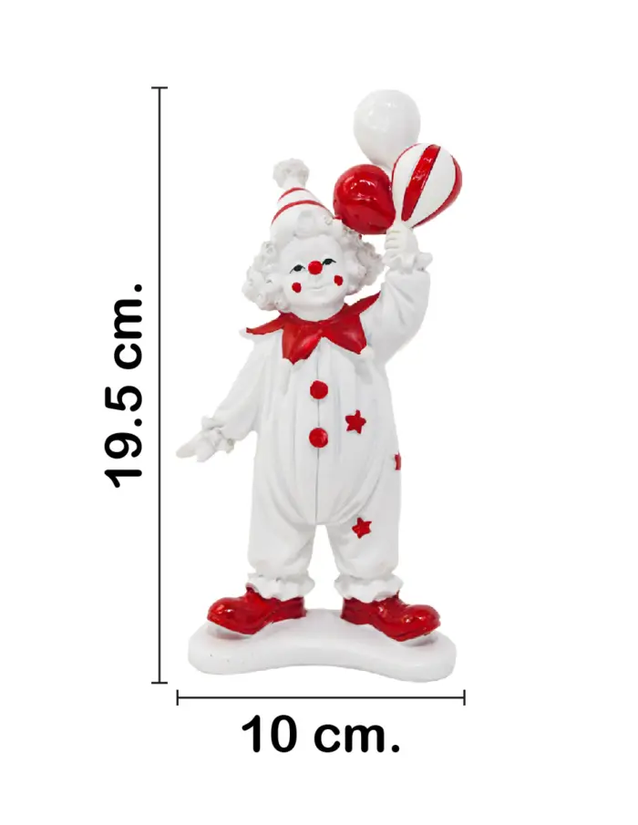 Payaso blanco con globos de poliresina de 10x6.5x19.5cm - Image 2
