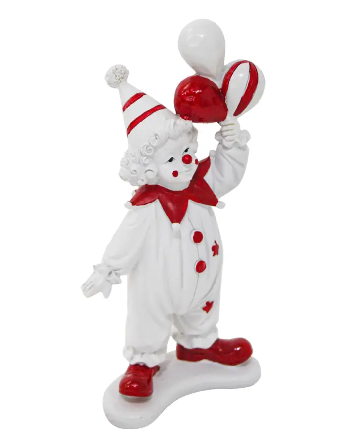 Payaso blanco con globos de poliresina de 10x6.5x19.5cm - Image 3