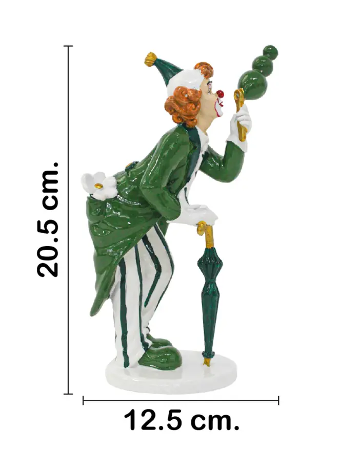 Payaso con paraguas verde de poliresina de 12.5x7x20.5cm - Image 2