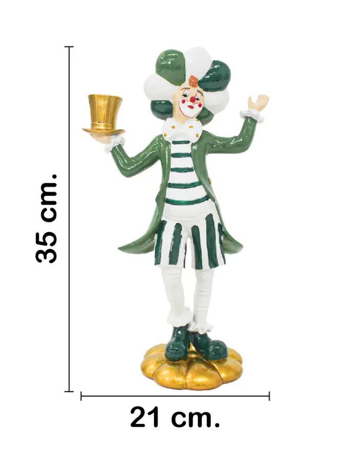 Payaso con sombrero verde con blanco de poliresina de 21x11.5x35cm - Image 2