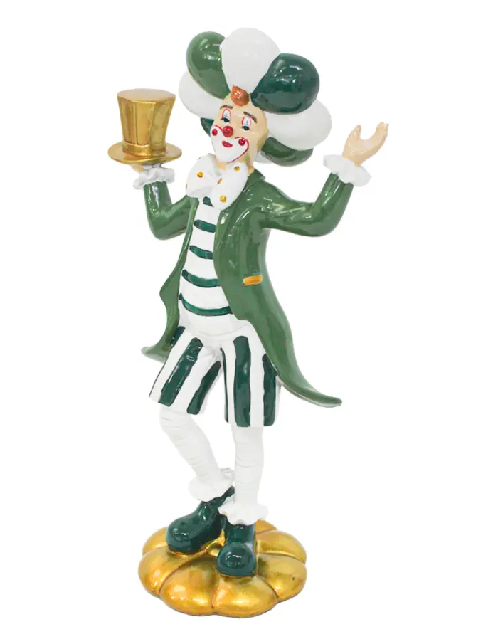 Payaso con sombrero verde con blanco de poliresina de 21x11.5x35cm - Image 3