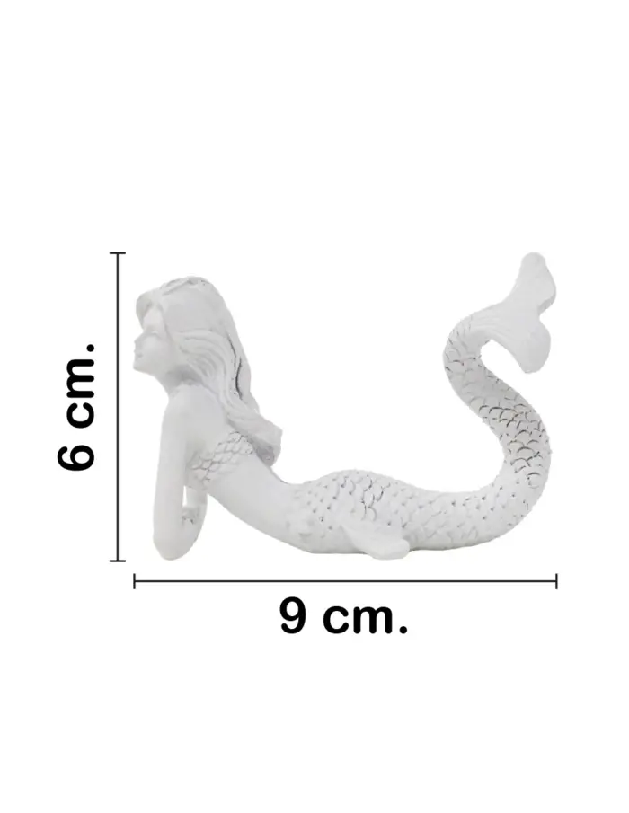 Sirena recostada blanca de poliresina de 9x4x6cm - Image 2