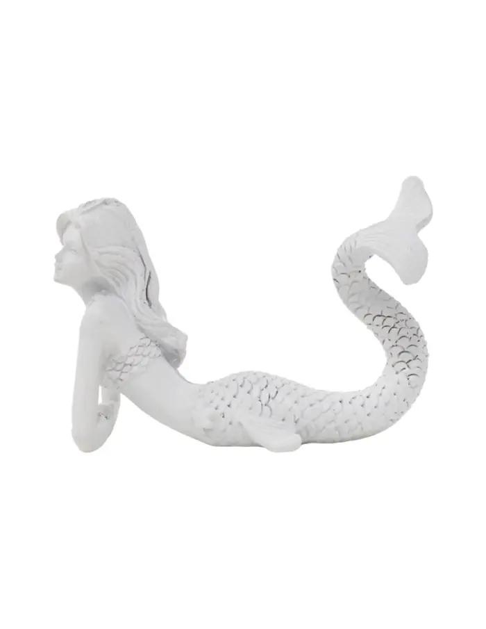 Sirena recostada blanca de poliresina de 9x4x6cm - Image 3