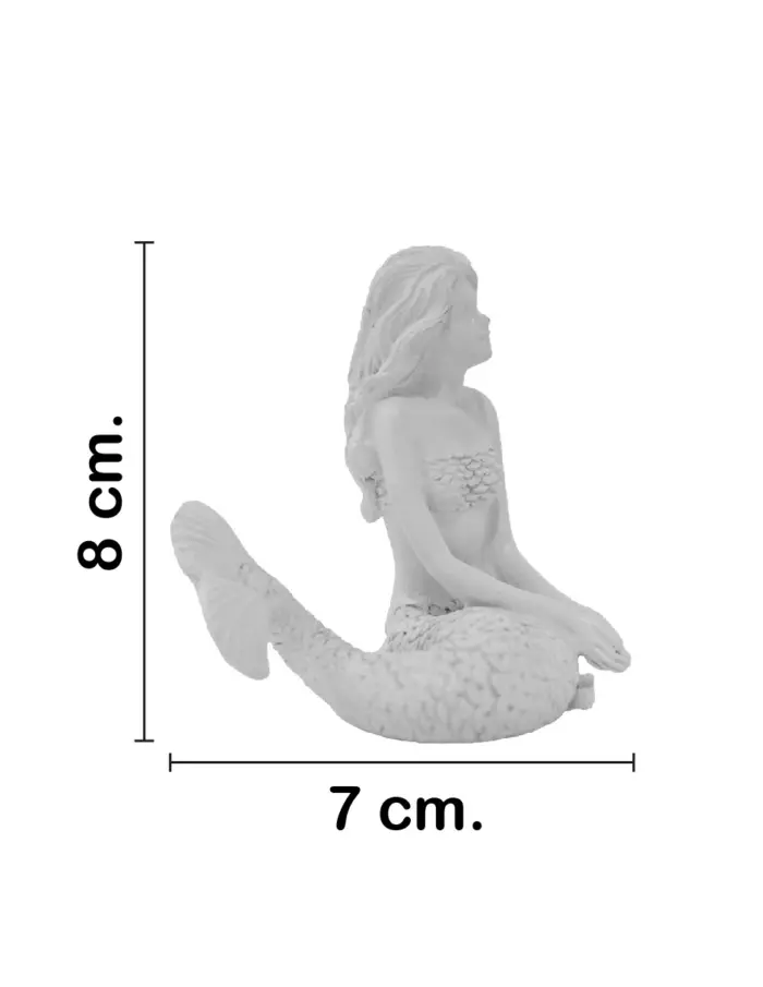 Sirena sentada blanca de poliresina de 7x5x8cm - Image 2