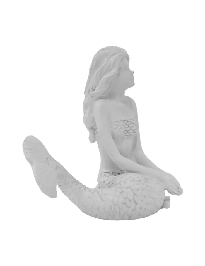 Sirena sentada blanca de poliresina de 7x5x8cm - Image 3