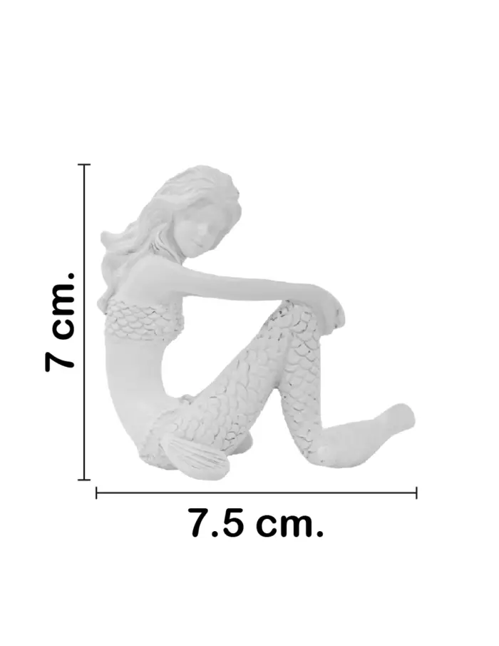 Sirena sentada blanca de poliresina de 7.5x4x7cm - Image 2