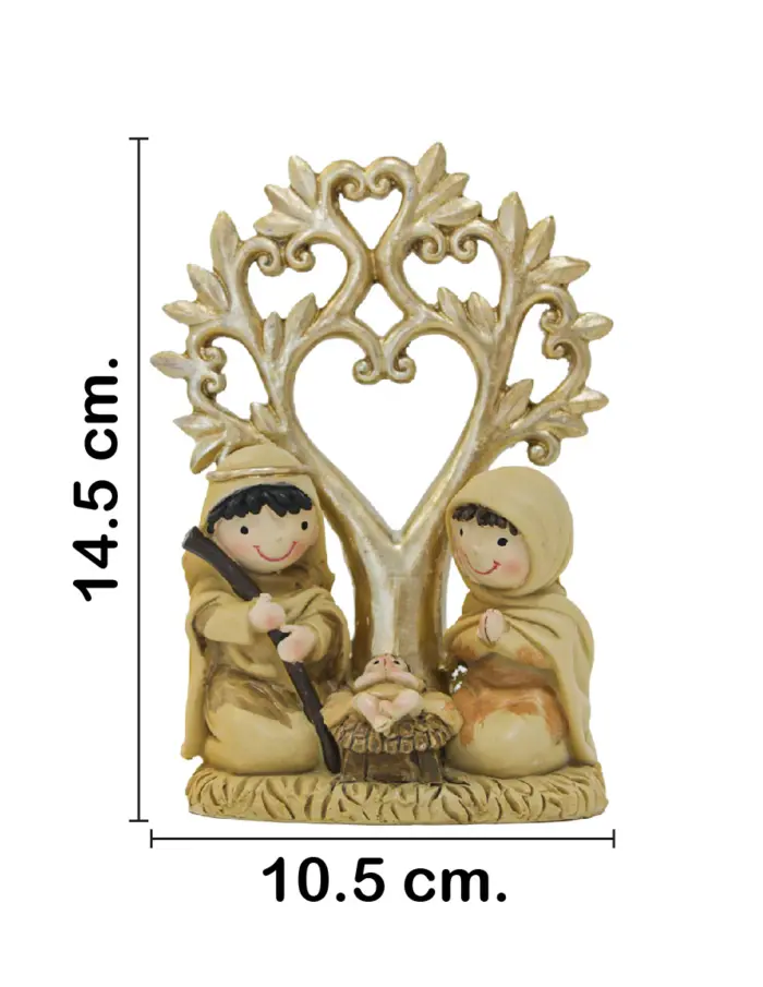 Misterio con àrbol dorado de poliresina de 10.5x5x14.5cm - Image 2