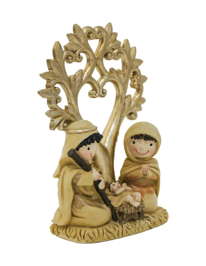 Misterio con àrbol dorado de poliresina de 10.5x5x14.5cm - Image 3