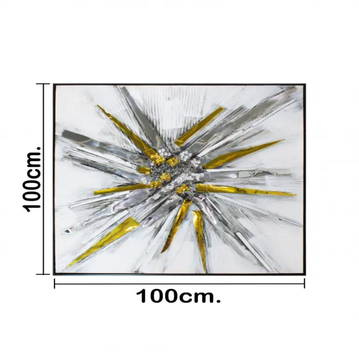 Pintura al óleo con espejo plateado con dorado de 3.5x100x100cm - Image 4