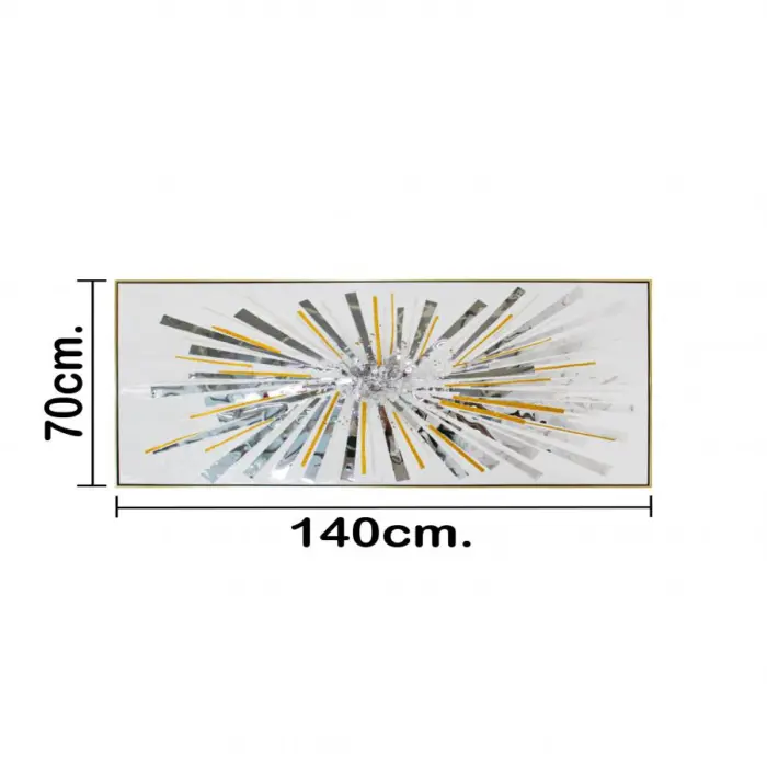 Cuadro de pintura de óleo con espejos de color plateado y dorado de 3.5x140x70cm - Image 4