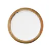 Charola redonda de madera con metal blanca de  29x29x6cm - Image 2