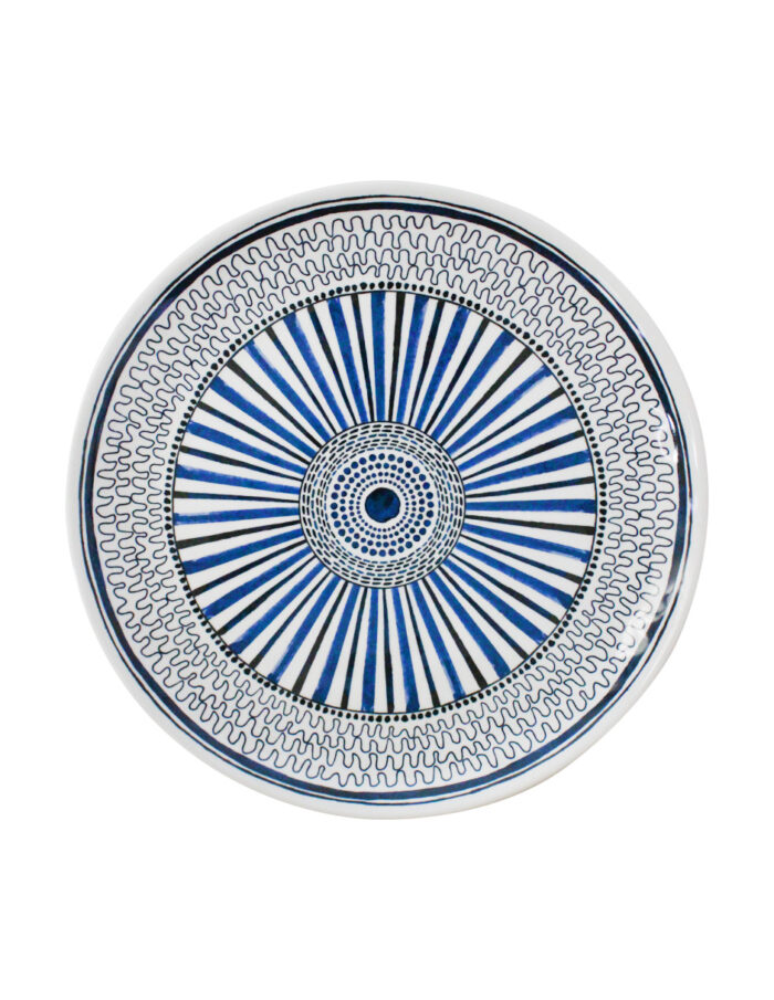 Plato Patrón Geométrico Tonalidad Azul