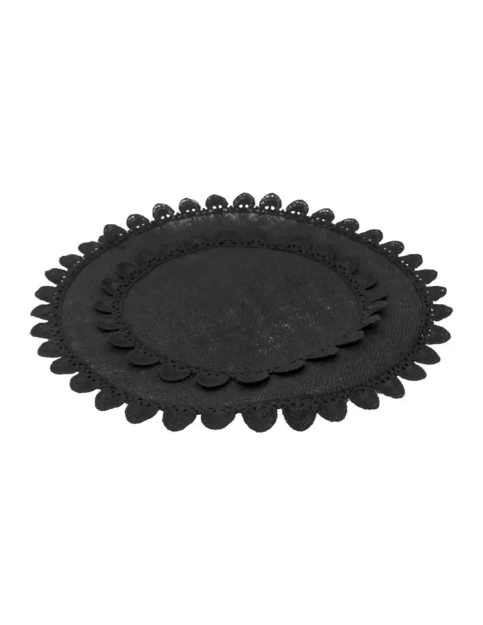 Mantel individual redondo negro con ondas en las orillas de 35cm - Image 2