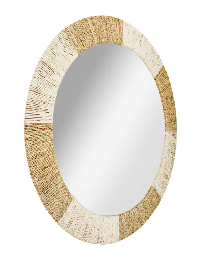 Espejo redondo con orilla de madera de 91x3x9cm - Image 2