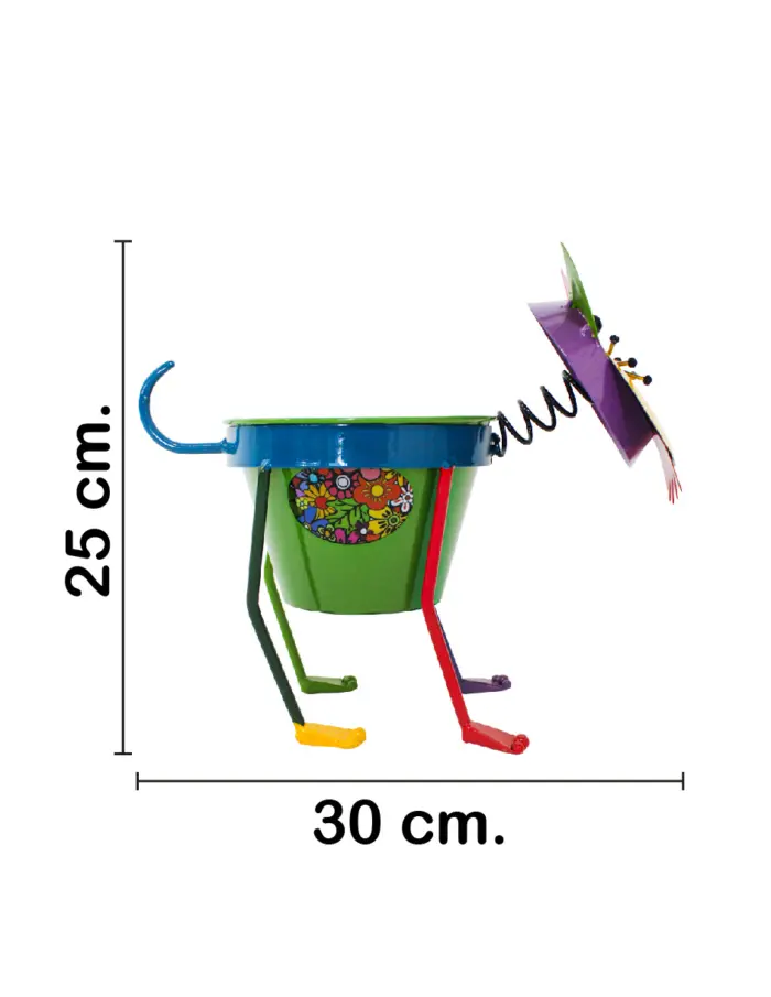 Gato de metal con maceta de colores de16x30x25cm - Image 2