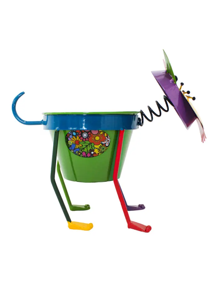 Gato de metal con maceta de colores de16x30x25cm - Image 3