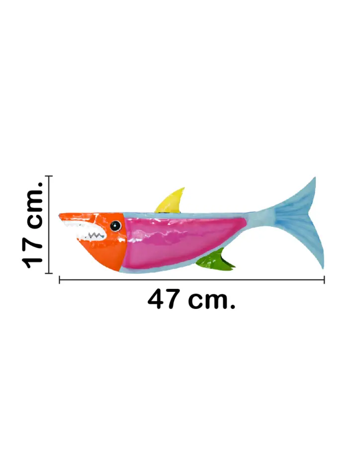 Tiburón de metal de colores rosas de 16x47x17cm - Image 2
