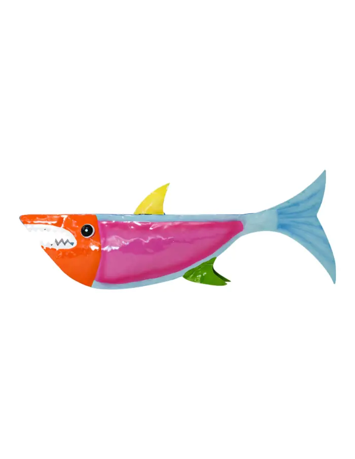 Tiburón de metal de colores rosas de 16x47x17cm - Image 3