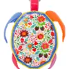 Tortuga de metal estampada de flores de colores de16x33.5x11cm - Image 3