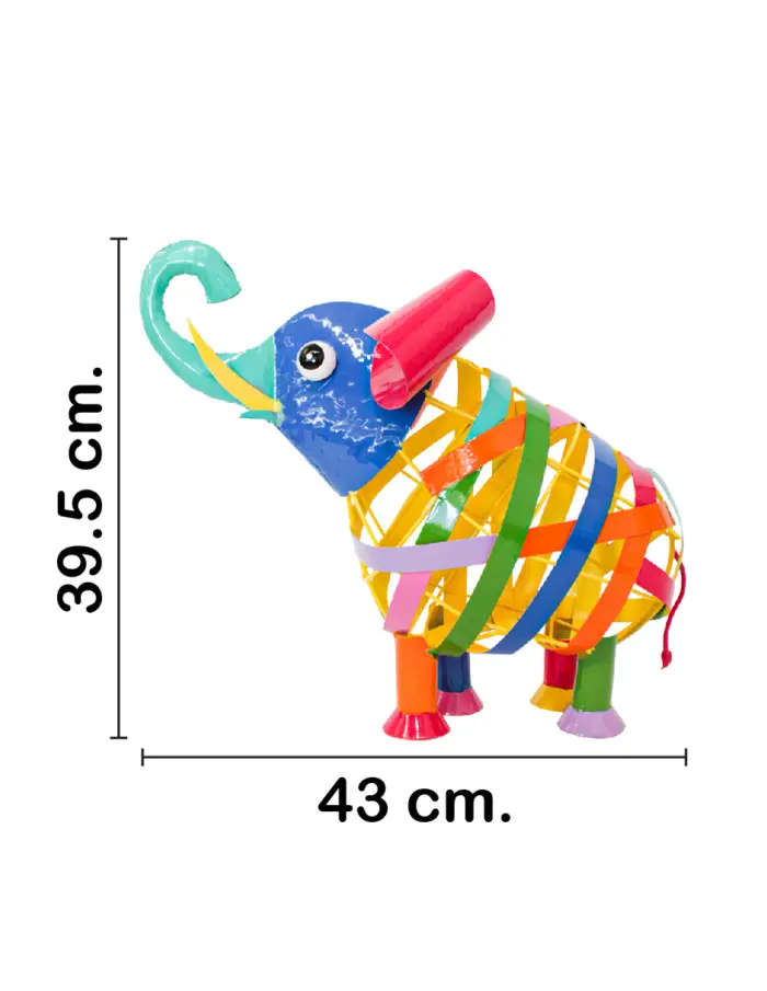 Elefante de metal de colores de16x42x38cm - Image 2
