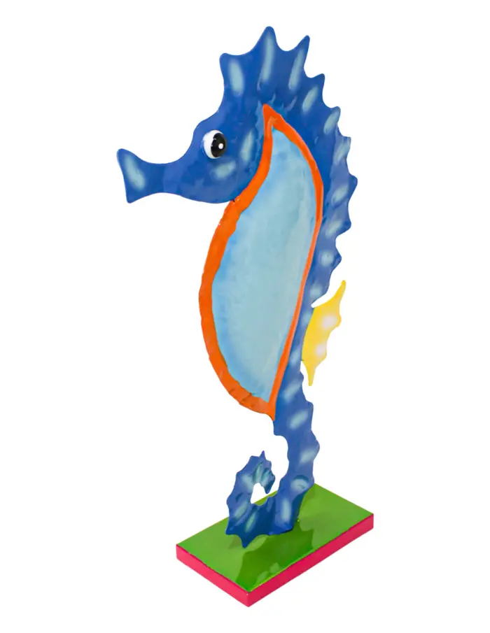 Caballito de mar de metal en tonos azules de 16x26.5x46cm - Image 3