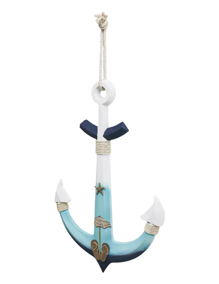 Ancla de madera azul con blanco de 52x80x3.5cm - Image 3