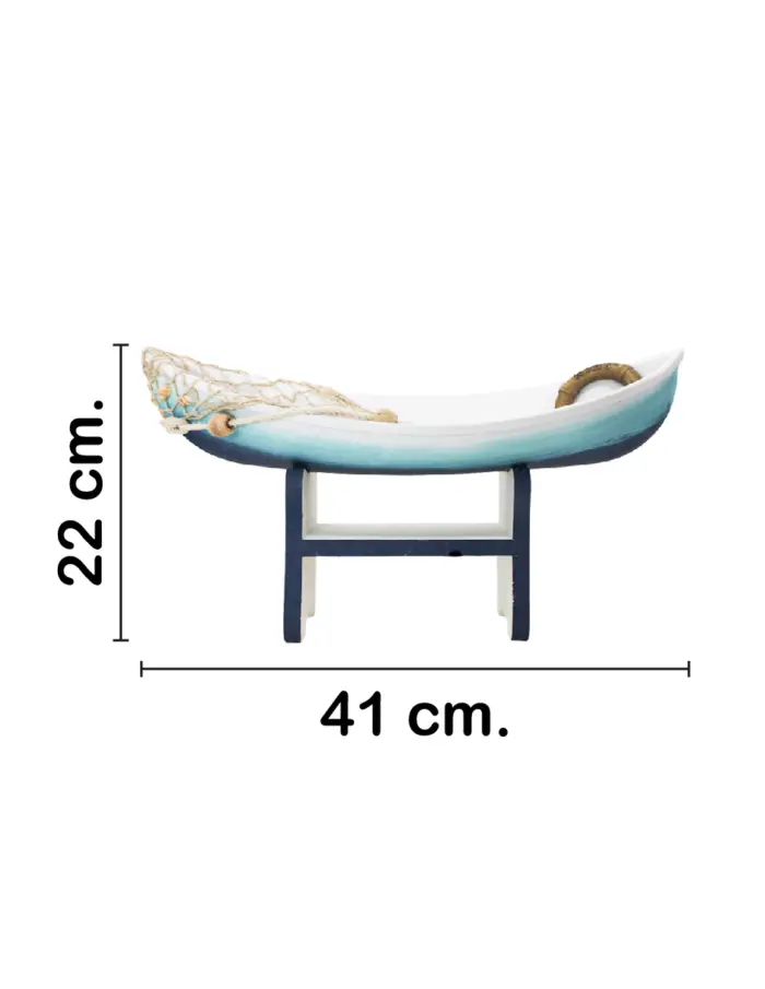 Lancha de madera con base azul de 41x17x22cm - Image 2