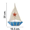 Velero de madera azul con estrella de 16.5x2.5x25cm - Image 2