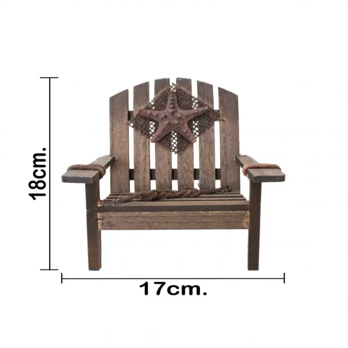 Silla de madera decorativa de playa café de 17x18x18cm - Image 4