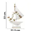 Barco de madera con ancla y conchas marinas blanco de 21.5x4x33cm - Image 2