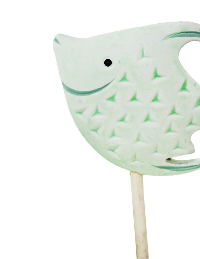 Porta libros de madera diseño peces verde de 37x12x22cm - Image 3