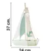Barco de madera verde con ancla de 24x5x37cm - Image 2