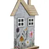 Casa de fieltro con dibujos de flores en base de madera de 16x23x4.5cm - Image 3