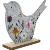 Pájaro de fieltro diseño flores con base de madera de 22x16x5cm - Image 3