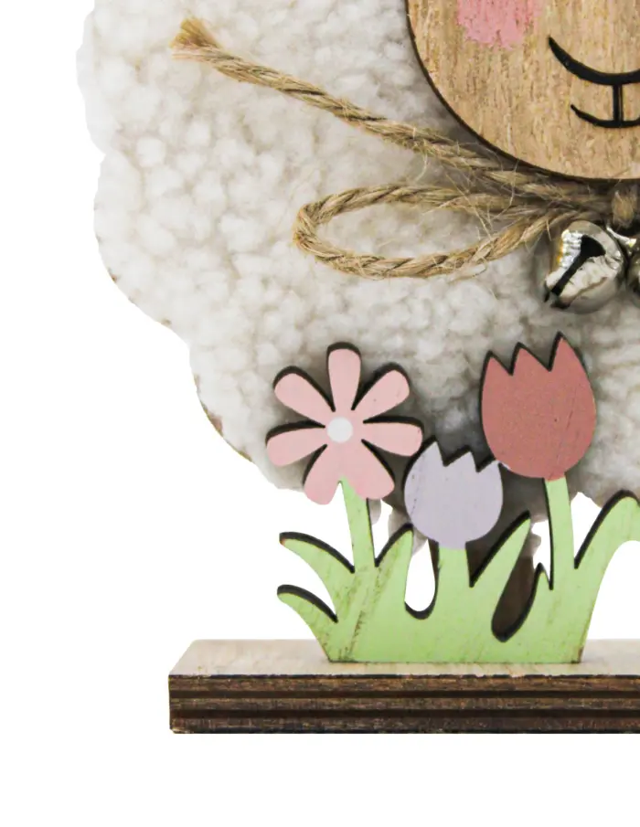 Borrego de peluche con tulipanes en base de madera de 12x6x4cm - Image 4